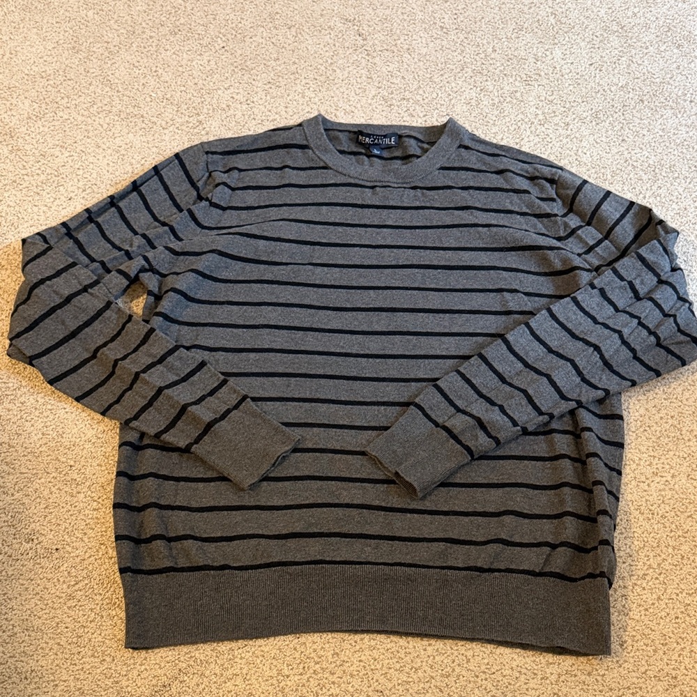 J. Crew Men's Gray Striped Sweater Size Large